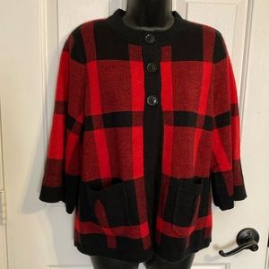 Women red and black cardigan
